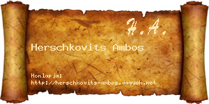 Herschkovits Ambos névjegykártya